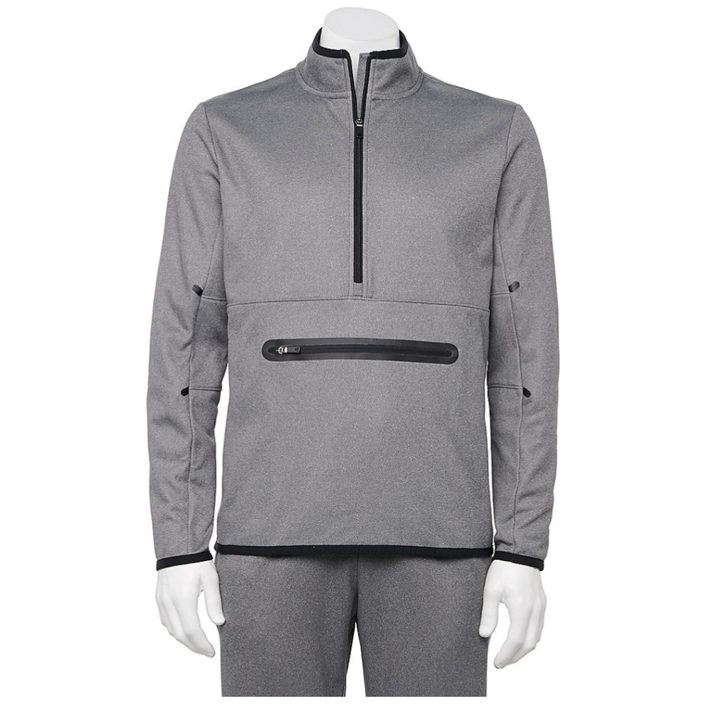 Tek Gear Mens XXL Gray Quarter Zip Performance Pullover Wicking Stretch Jacket